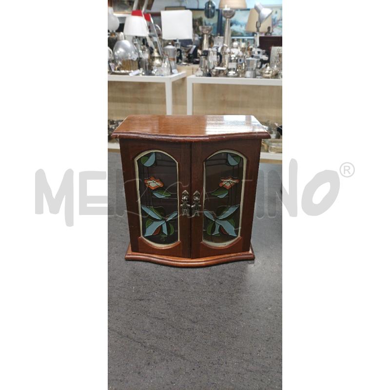 PORTA GIOIE LEGNO VETRO DECORATO FIORI | Mercatino dell'Usato Acerra 1