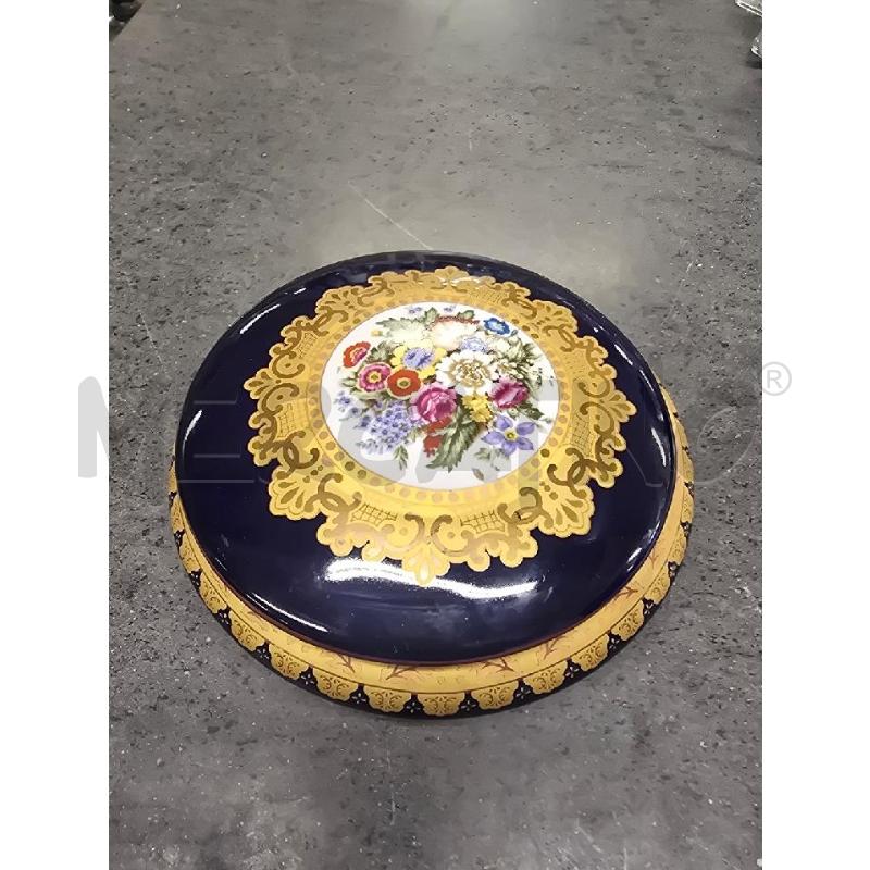 PORTA OGGETTI BLU DORATA FIORI | Mercatino dell'Usato Acerra 1
