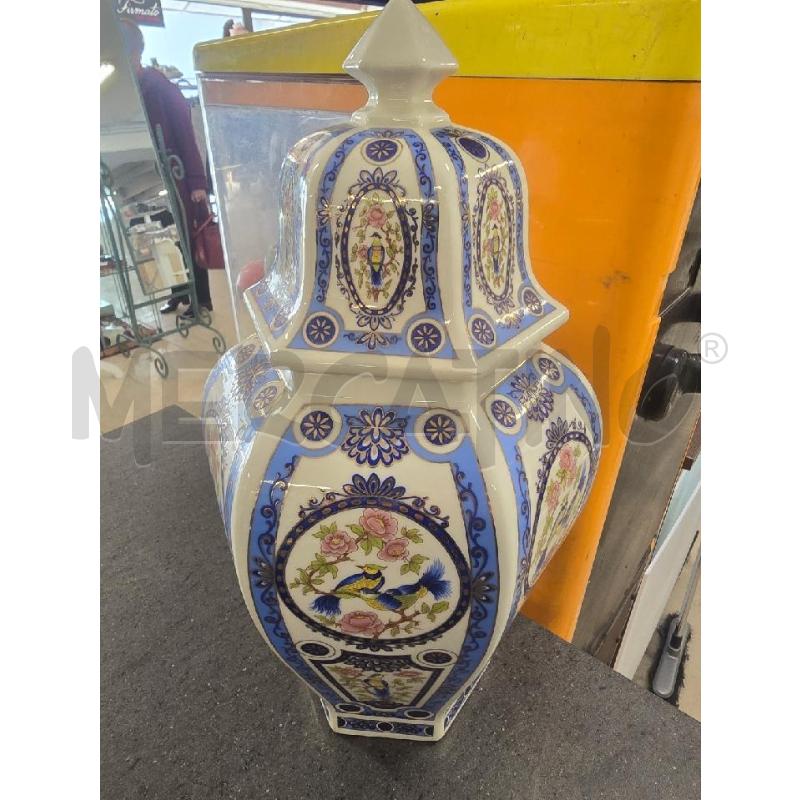 POTICHE VASO GRANDE UCCELLI BIANCO BLU | Mercatino dell'Usato Acerra 1