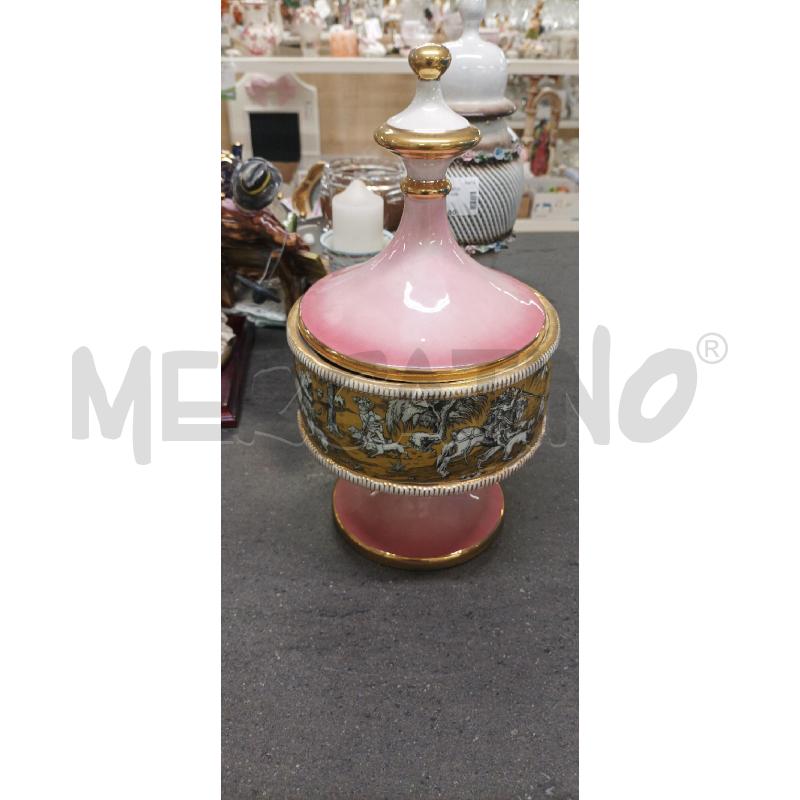 POTICHE VASO ROSA DEC. ORO | Mercatino dell'Usato Acerra 1
