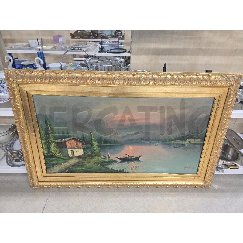 QUADRO 145X90 BARCA CASA FIUME MONTAGNE | Mercatino dell'Usato Acerra 1