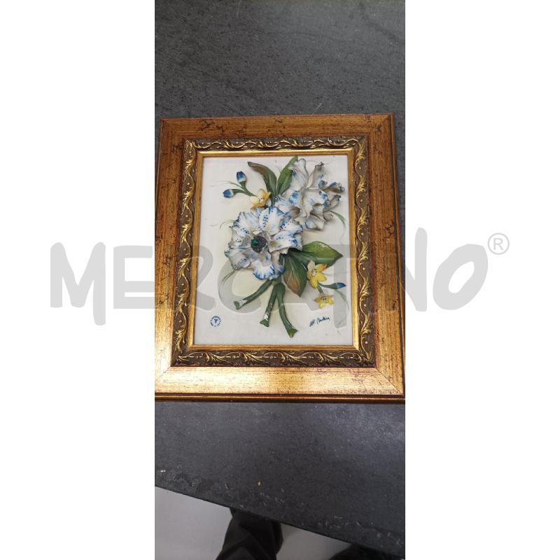 QUADRO 26X31 FIORI BIANCO BLU | Mercatino dell'Usato Acerra 1