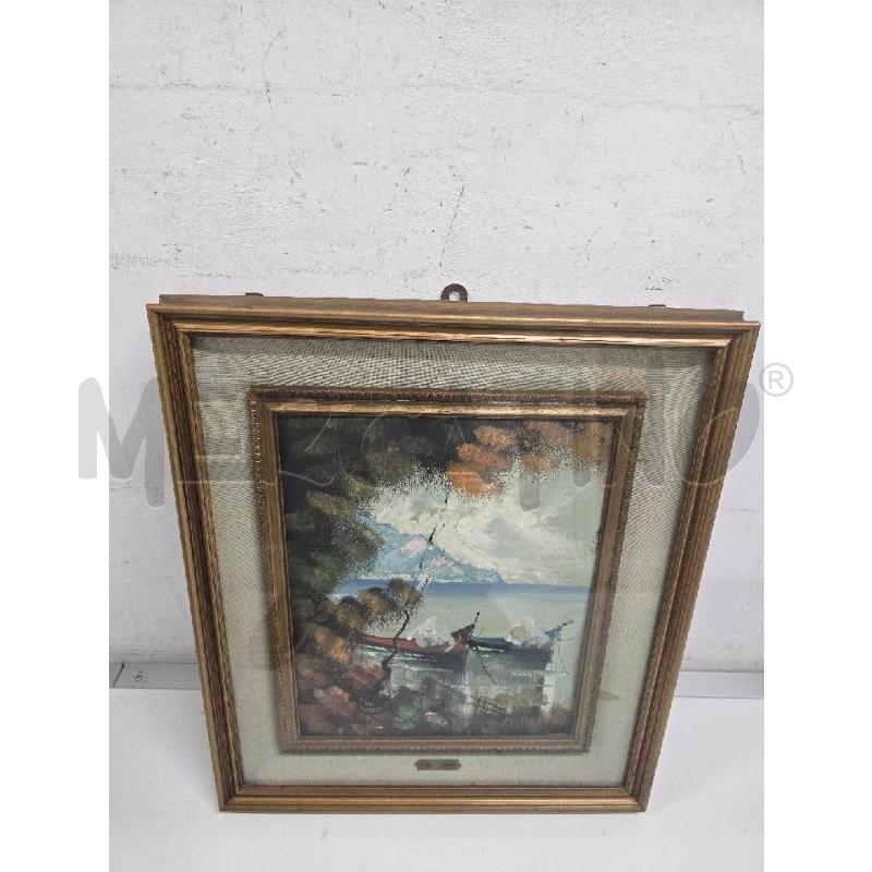 QUADRO 53X62 CORNICE DORATA FIGURA BARCHE MARE | Mercatino dell'Usato Acerra 1