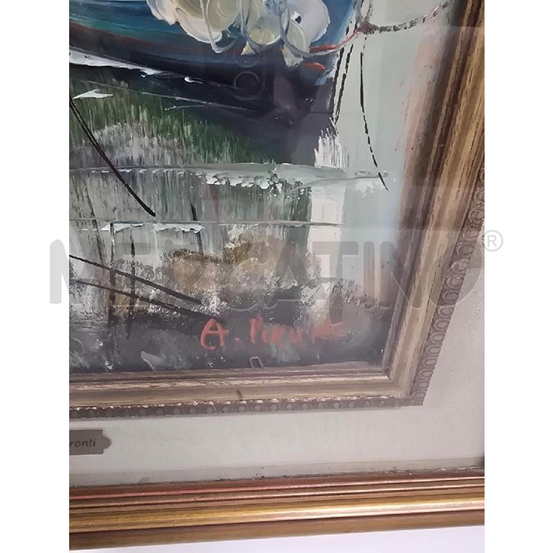 QUADRO 53X62 CORNICE DORATA FIGURA BARCHE MARE | Mercatino dell'Usato Acerra 2