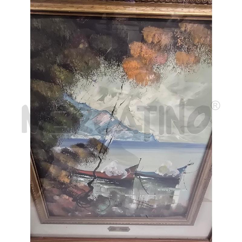QUADRO 53X62 CORNICE DORATA FIGURA BARCHE MARE | Mercatino dell'Usato Acerra 3