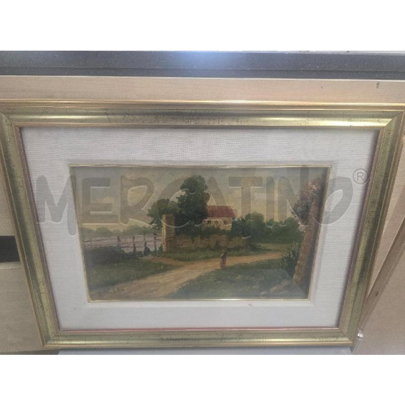 QUADRO 54X40 CORNICE DORATA FIGURA CASOLARE ALBERO STRADA | Mercatino dell'Usato Acerra 1
