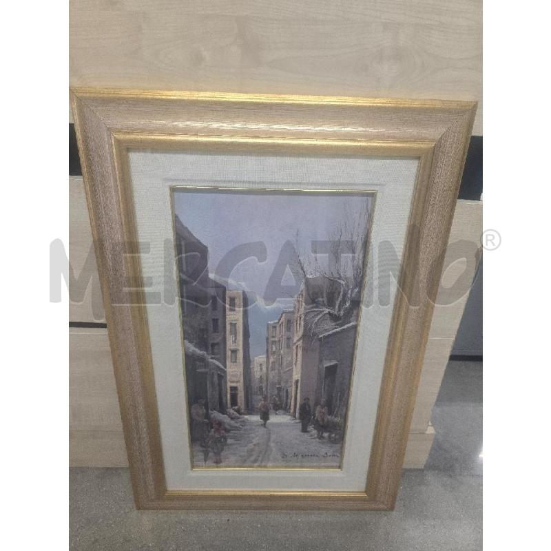 QUADRO 78X54 CORNICE DORATA PERSONE CASE NEVE | Mercatino dell'Usato Acerra 1