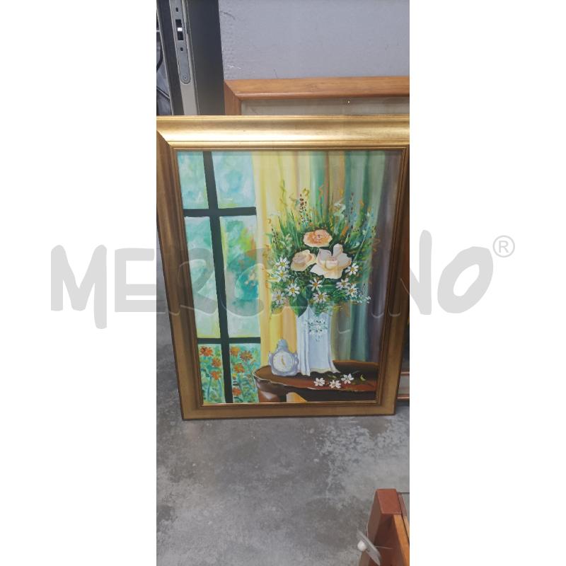 QUADRO 82X63 VASO FIORI GIALLI OROLOGIO | Mercatino dell'Usato Acerra 1