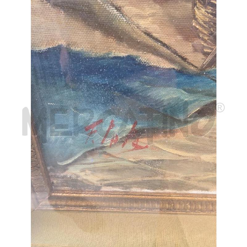 QUADRO 87X66 CORNICE DORATA FIGURA PIAZZA CASE PERSONE | Mercatino dell'Usato Acerra 2