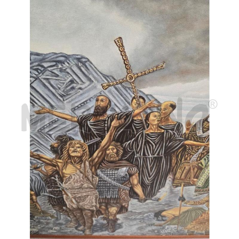 QUADRO 93X73 CORNICE MARRONE FIGURA PERSONE VARI COLORI | Mercatino dell'Usato Acerra 3