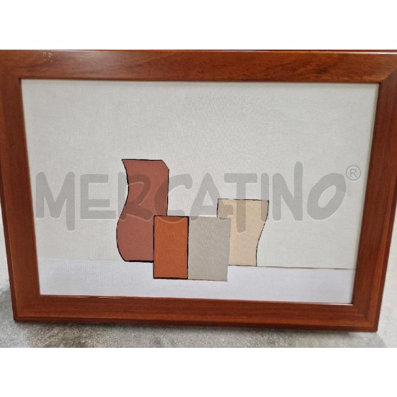 QUADRO BIANCO MARRONE ROSA BROCCA BICCHIERI 50/70 | Mercatino dell'Usato Acerra 1