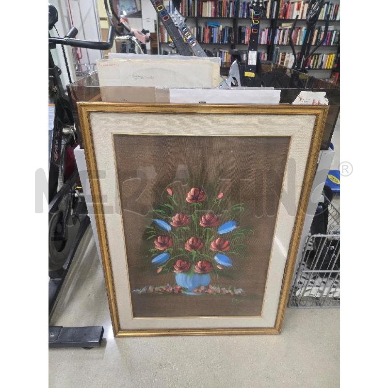 QUADRO CORNIC3E DORATA VASO CELESTE FIORI 63X83 | Mercatino dell'Usato Acerra 1