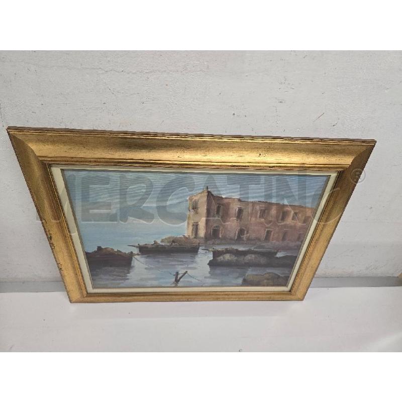 QUADRO CORNICE 84X64 FIGURA BARCA MARE CASA | Mercatino dell'Usato Acerra 1
