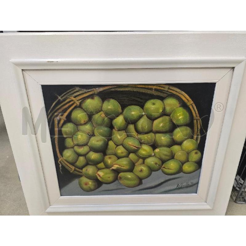 QUADRO CORNICE BIANCA FIGURA FRUTTA VERDE 75X65 | Mercatino dell'Usato Acerra 1
