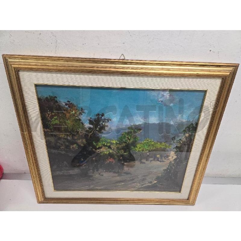 QUADRO CORNICE DORATA 76X66 ALBERI PERSONE  | Mercatino dell'Usato Acerra 1