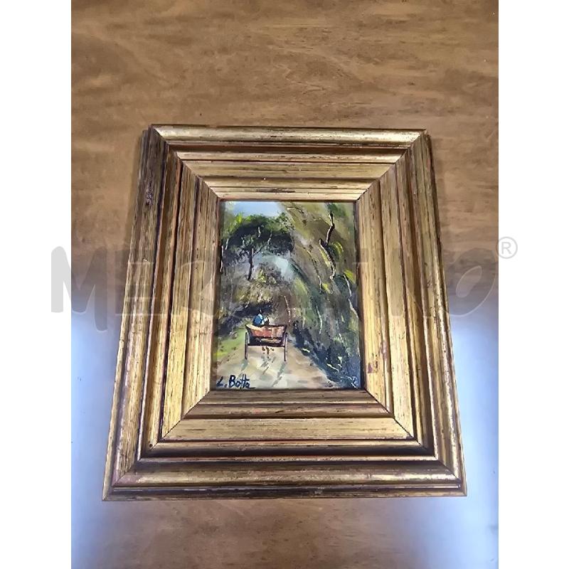 QUADRO CORNICE DORATA FIGURA ALBERI CARROZZA 22X25 | Mercatino dell'Usato Acerra 1