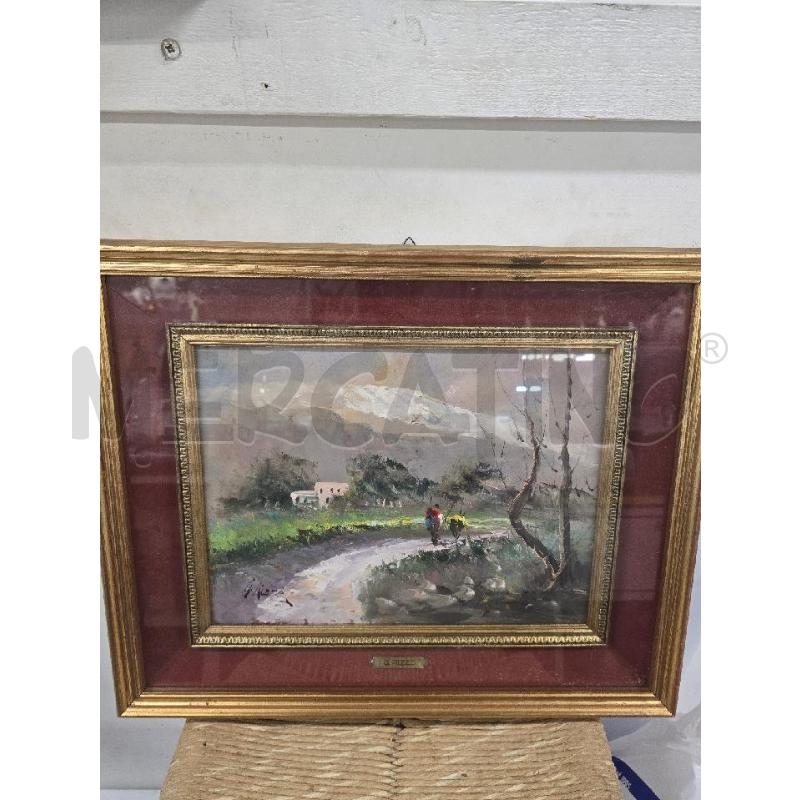 QUADRO CORNICE DORATA FIGURA ALBERI VIALE  | Mercatino dell'Usato Acerra 1