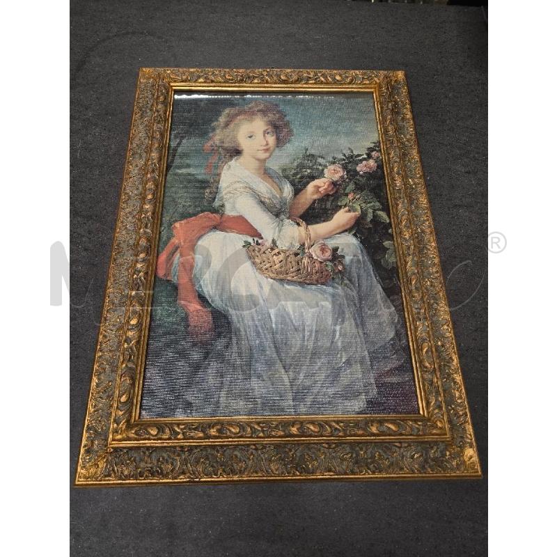 QUADRO CORNICE DORATA FIGURA BAMBINA 59X43 | Mercatino dell'Usato Acerra 1