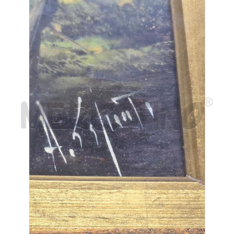 QUADRO CORNICE DORATA FIGURA CASA ALBERO 42X36 | Mercatino dell'Usato Acerra 2
