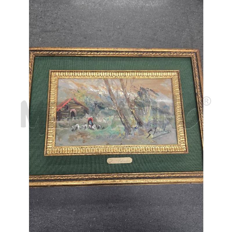 QUADRO CORNICE DORATA FIGURA CASA PERSONA 30X40 | Mercatino dell'Usato Acerra 1
