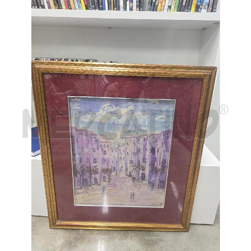 QUADRO CORNICE DORATA FIGURA CASE PERSONE 62X70  | Mercatino dell'Usato Acerra 1