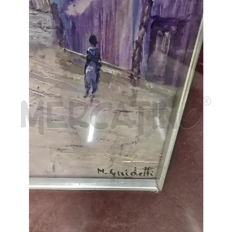 QUADRO CORNICE DORATA FIGURA CASE PERSONE 62X70  | Mercatino dell'Usato Acerra 2