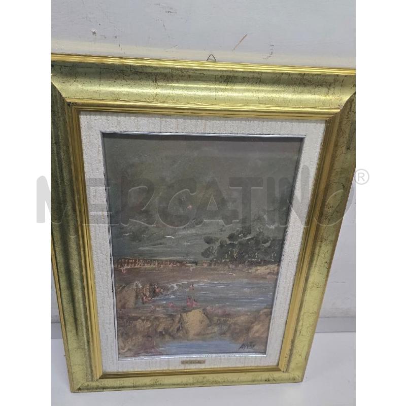 QUADRO CORNICE DORATA FIGURA MARE PERSONE 50X67 | Mercatino dell'Usato Acerra 1