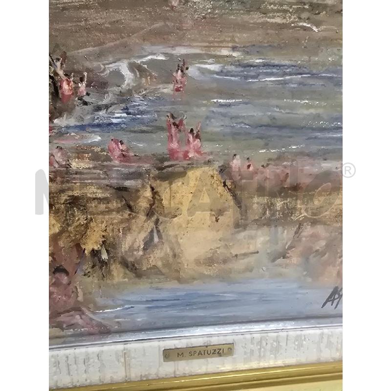 QUADRO CORNICE DORATA FIGURA MARE PERSONE 50X67 | Mercatino dell'Usato Acerra 2