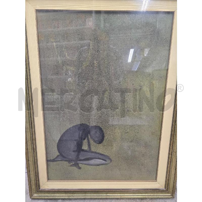 QUADRO CORNICE DORATA FIGURA NERA 65X85 | Mercatino dell'Usato Acerra 1