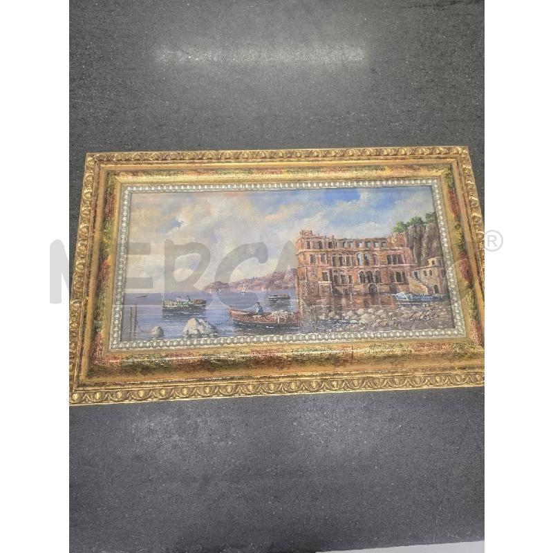 QUADRO CORNICE DORATA MARE BARCHE PALAZZO | Mercatino dell'Usato Acerra 1