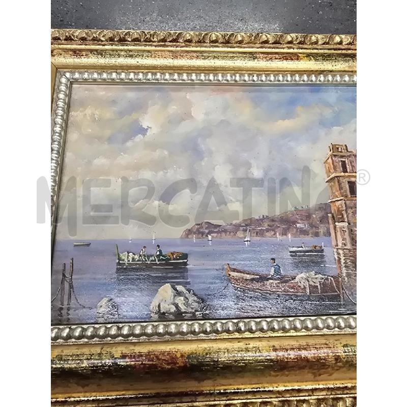 QUADRO CORNICE DORATA MARE BARCHE PALAZZO | Mercatino dell'Usato Acerra 3
