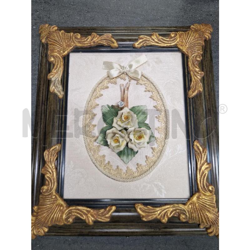 QUADRO CORNICE DORATI VERDE FIORE | Mercatino dell'Usato Acerra 1