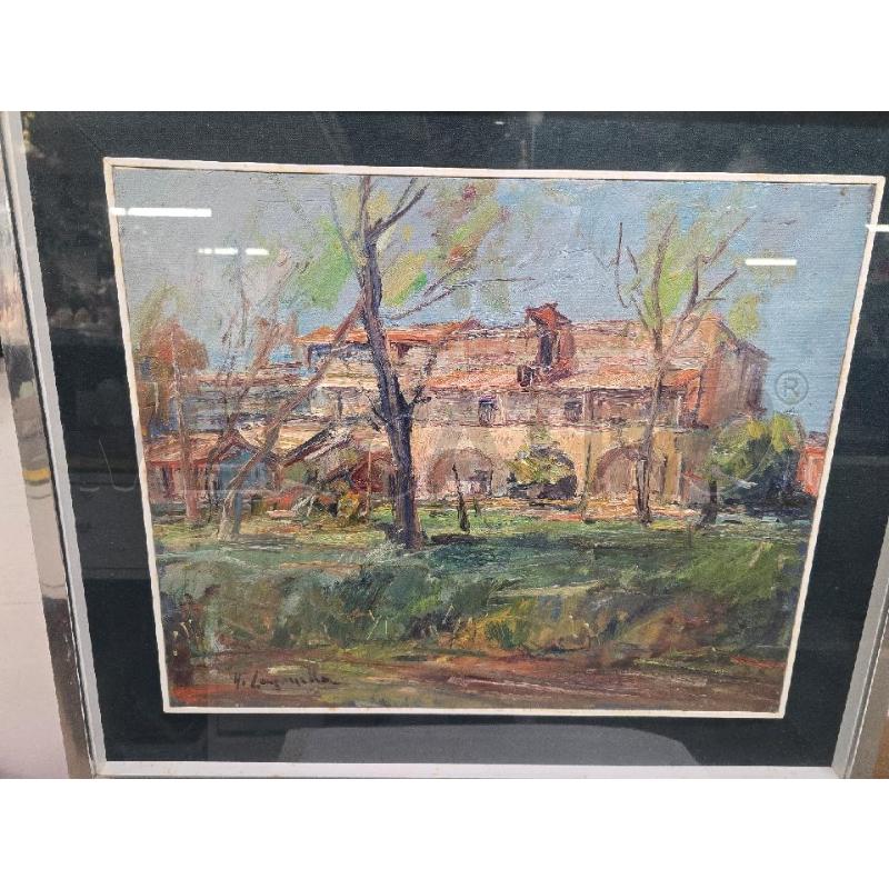 QUADRO CORNICE GRIGIA CASOLARE ALBERI 63X73 | Mercatino dell'Usato Acerra 1