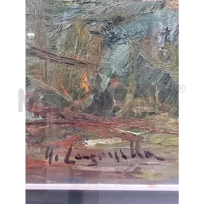 QUADRO CORNICE GRIGIA CASOLARE ALBERI 63X73 | Mercatino dell'Usato Acerra 2
