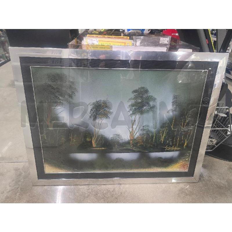 QUADRO CORNICE GRIGIA FIGURA ALBERI LAGO 1.26X87 | Mercatino dell'Usato Acerra 1
