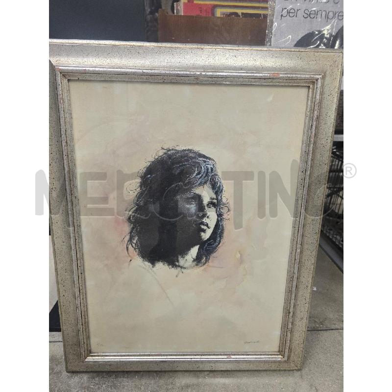 QUADRO CORNICE GRIGIO FIGURA VOLTO DONNA 73X58 | Mercatino dell'Usato Acerra 1