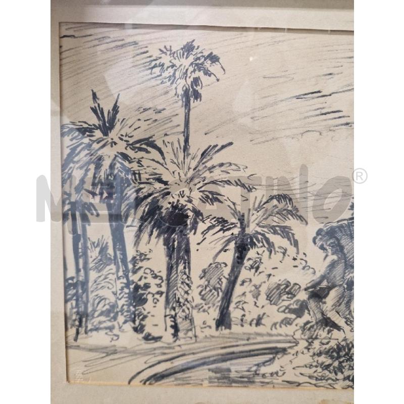 QUADRO CORNICE MARRONE FIGURA ALBERI FONTANA 40X56 | Mercatino dell'Usato Acerra 4