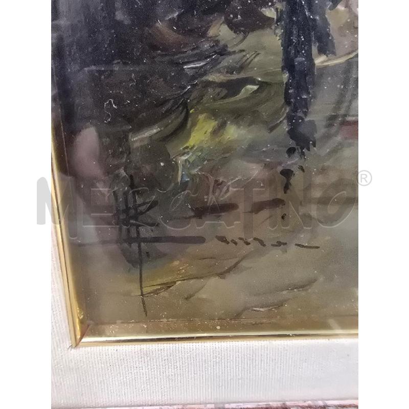QUADRO CORNICE MARRONE FIGURA CASE STRADA 62X82 | Mercatino dell'Usato Acerra 2