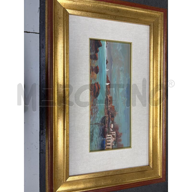 QUADRO CORNICE MARRONE FIGURA PAESAGGIO 70X54 | Mercatino dell'Usato Acerra 1