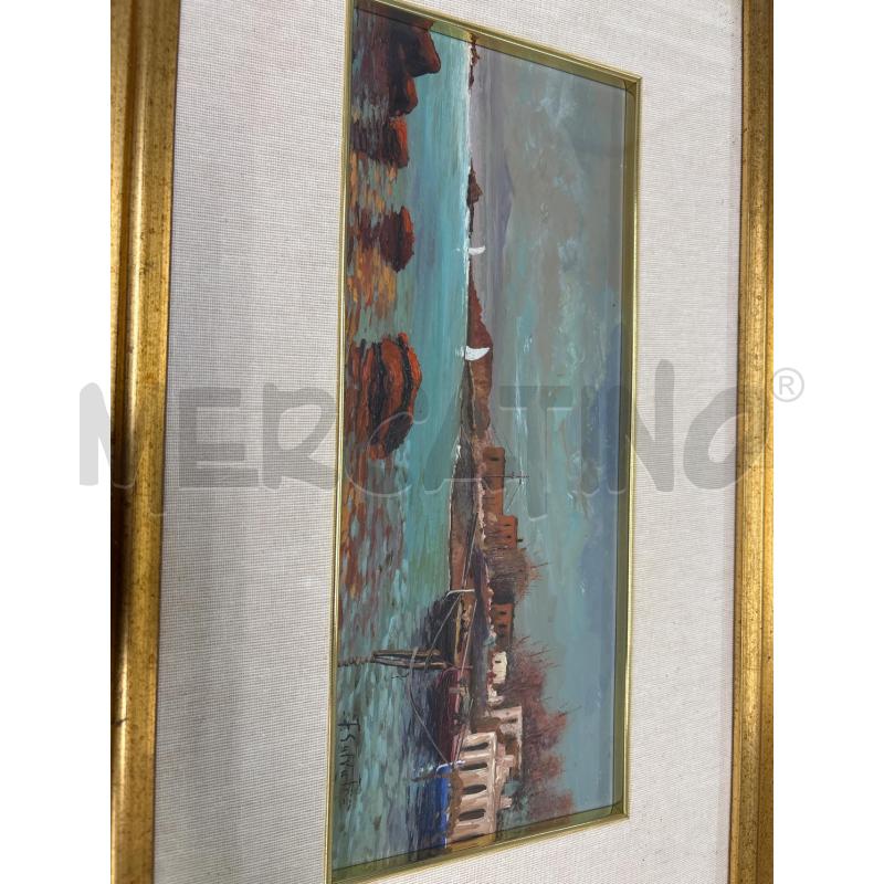 QUADRO CORNICE MARRONE FIGURA PAESAGGIO 70X54 | Mercatino dell'Usato Acerra 3