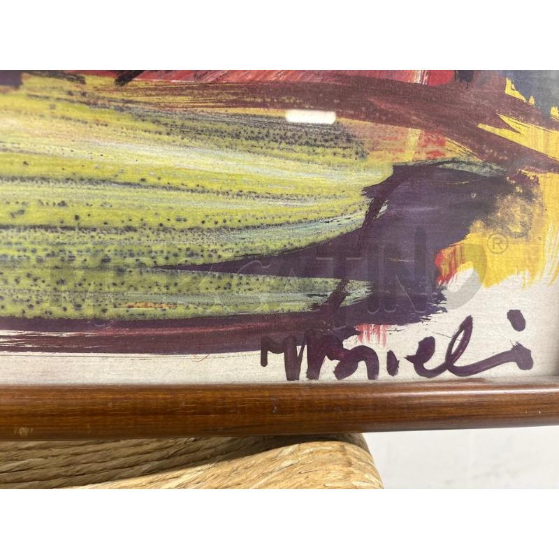 QUADRO CORNICE MARRONE FIGURA PAGLIACCIO CAPPELLO VIOLA53X73 | Mercatino dell'Usato Acerra 2