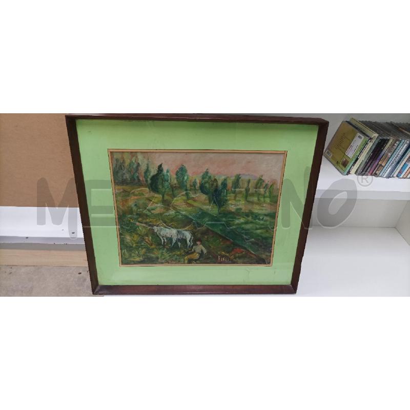 QUADRO CORNICE MARRONE FIGURA STRADA CONTADINO 61X51 | Mercatino dell'Usato Acerra 1