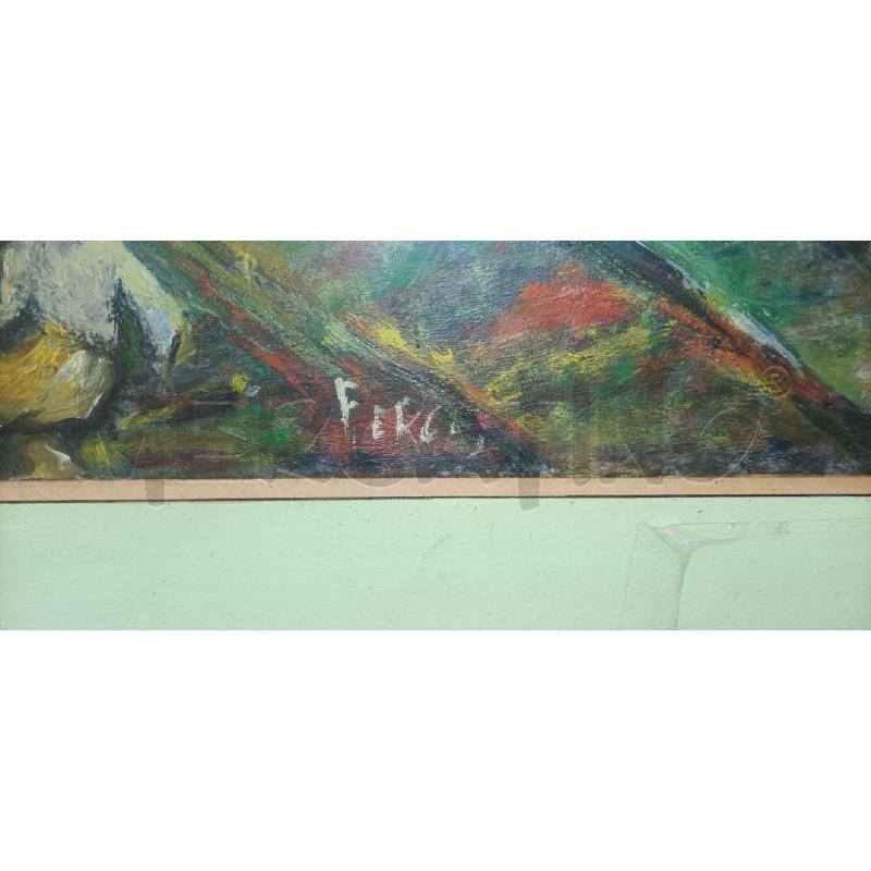 QUADRO CORNICE MARRONE FIGURA STRADA CONTADINO 61X51 | Mercatino dell'Usato Acerra 2