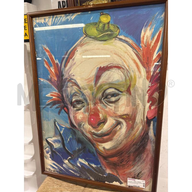 QUADRO CORNICE MARRONE PAGLIACCIO CAPPELLO VERDE 53X73 | Mercatino dell'Usato Acerra 1
