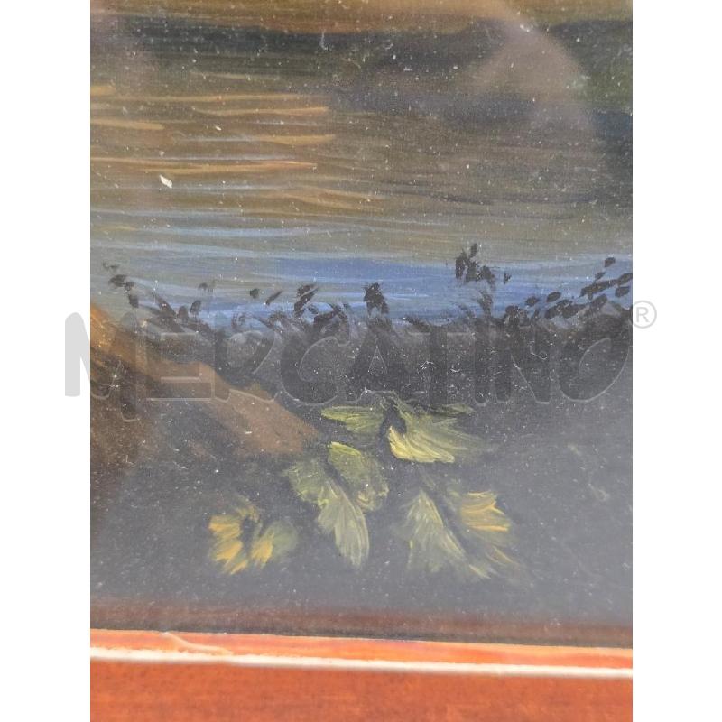 QUADRO CORNICE ROSSA DORATA FIGURA PAESAGGIO PERSONE ALBERO 60X50 | Mercatino dell'Usato Acerra 2
