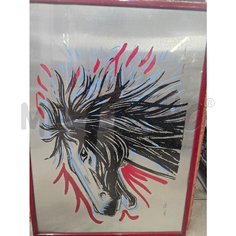 QUADRO CORNICE ROSSA FIGURA CAVALLO 52X72 | Mercatino dell'Usato Acerra 1