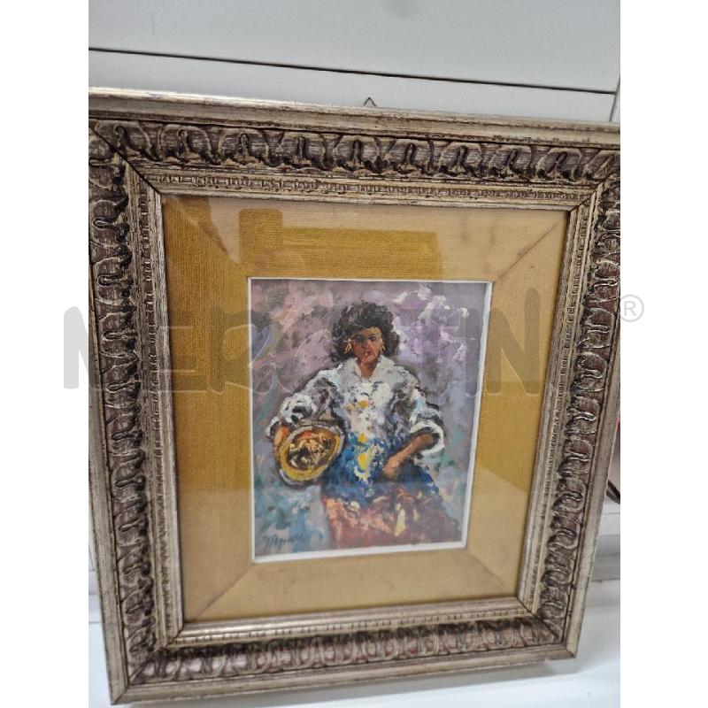 QUADRO DONNA BIANCO BLU CESTO 50X60 | Mercatino dell'Usato Acerra 1