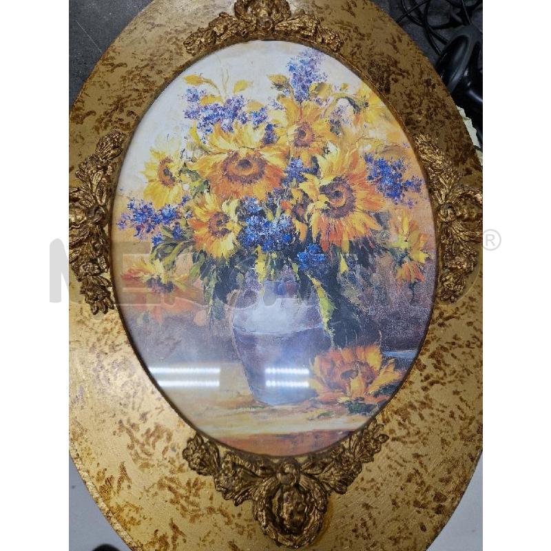 QUADRO DORATO OVALE STAMPA FIORI 60X40 | Mercatino dell'Usato Acerra 1