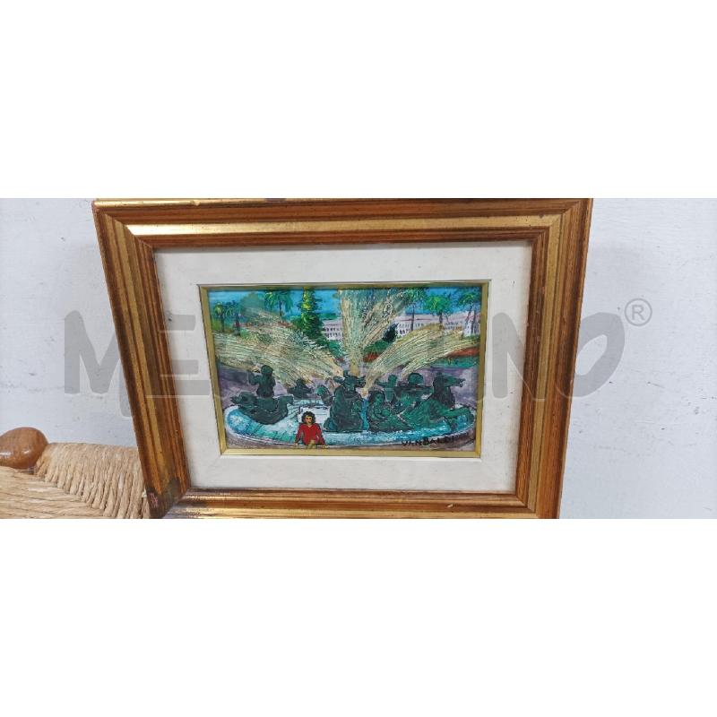 QUADRO FONTANA DONNA SEDUTA ALBERI 32X26 | Mercatino dell'Usato Acerra 1