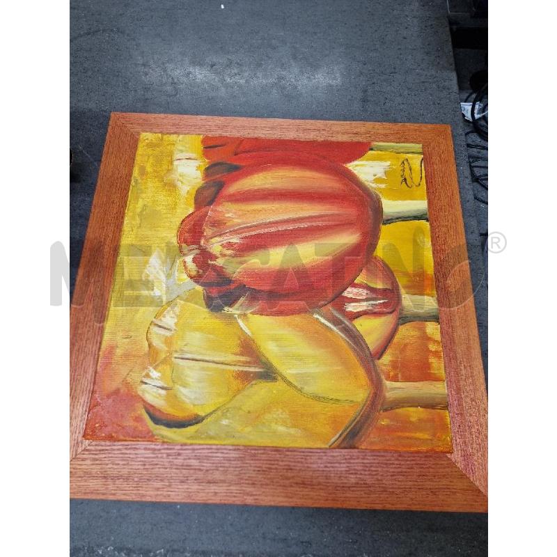 QUADRO GIALLO ROSSO FIORI 55X55 | Mercatino dell'Usato Acerra 1